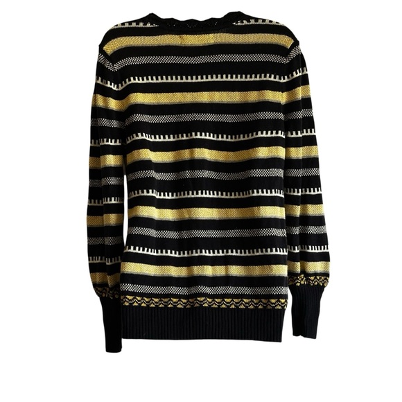 LOFT Striped Sweater in Black and Gold, Relaxed Fit, Cozy, Festive,Retro - Picture 5 of 13